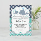 Whale Baby Shower Personalisiert Invitation Baby B Einladung (Stehend Vorderseite)