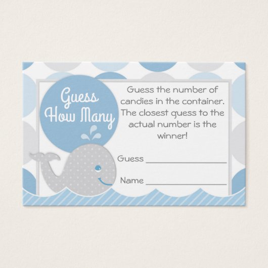 Whale Baby Shower schätzt, wie viele Game Card (Vorderseite)