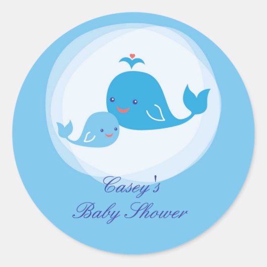 Whale Baby Shower Sticker (Vorderseite)