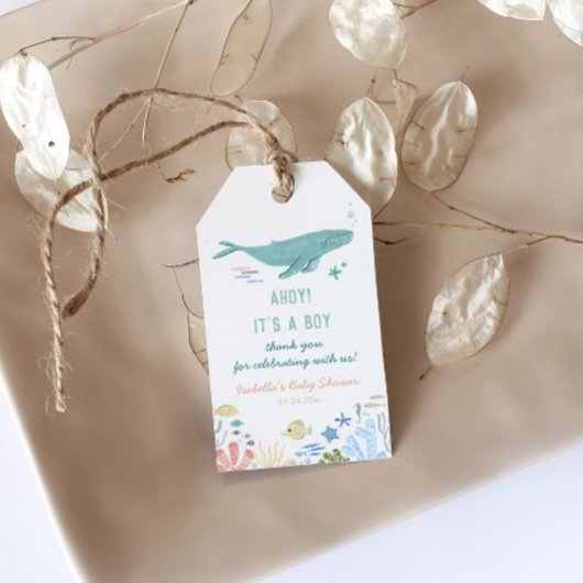 Whale Baby Shower Vielen Dank Geschenkanhänger