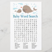 Whale Baby Shower Word Search Game (Vorderseite)