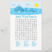 Whale Baby Shower Word Search Game (Vorderseite)