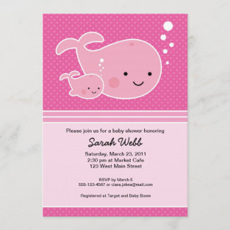 Whale Baby und Mama Pink Einladung
