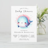 Whale-Babydusche Einladung (Stehend Vorderseite)