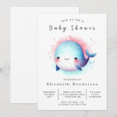 Whale-Babydusche Einladung (Vorne/Hinten)