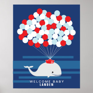 Whale | Babydusche Gästebuch Print