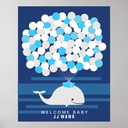 Whale | Babydusche Gästebuch Print (Vorne)