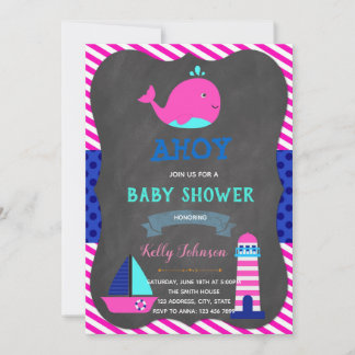 Whale Babydusche Geburtstags Einladung