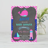 Whale Babydusche Geburtstags Einladung (Stehend Vorderseite)