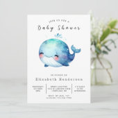 Whale Babydusche mit Aquarell Einladung (Stehend Vorderseite)