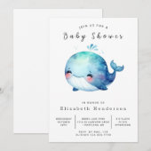 Whale Babydusche mit Aquarell Einladung (Vorne/Hinten)