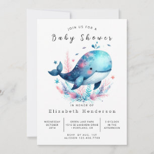 Whale Babydusche mit Aquarell Einladung