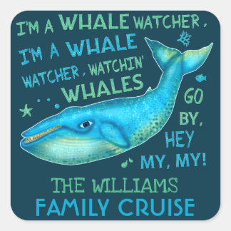 Whale beobachten Familienurlaub Personalisierte Kr Quadratischer Aufkleber