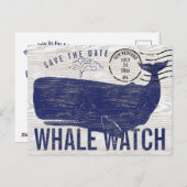 Whale beobachtet Küste Save the Date Postkarte (Vorne/Hinten)