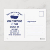 Whale beobachtet Küste Save the Date Postkarte (Rückseite)