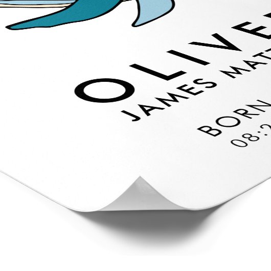 Whale Birth Stats Baby Boy Poster (Ecke)