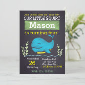 Whale Birthday Invitation (Junge) Einladung (Stehend Vorderseite)
