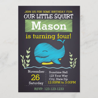 Whale Birthday Invitation (Junge) Einladung