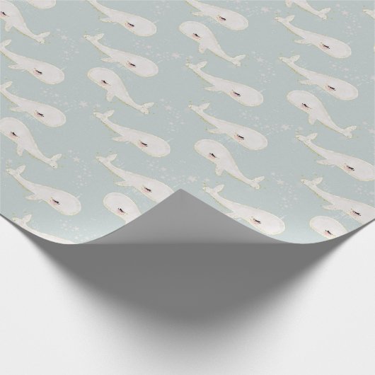 Whale Birthday Neutral Baby Dusche Geschenk Geschenkpapier (Ecke)