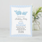 Whale Birthday Party Einladung Blue (Stehend Vorderseite)