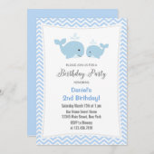 Whale Birthday Party Einladung Blue (Vorne/Hinten)