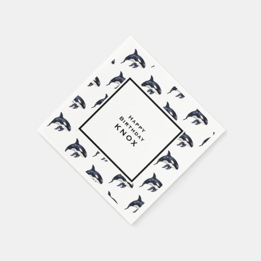 Whale Birthday Party Serviette (Ecke)