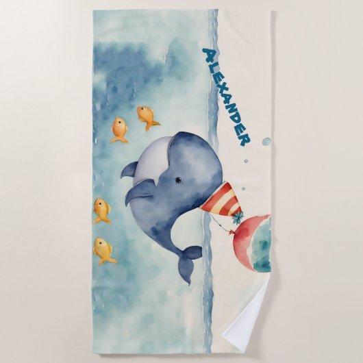 Whale Birthday Strandtuch (Vorderseite)