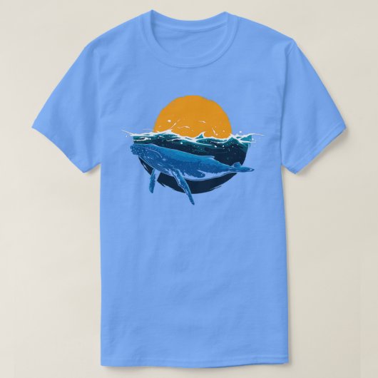 Whale Black Orca Ozean Swiming Sonnenaufgang T-Shirt (Design vorne)
