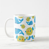 Whale & Blowfish Cartoon Monogram Muster Kaffeetasse (Links)