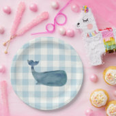 Whale Blue Gingham Baby Shower Pappteller (Party)