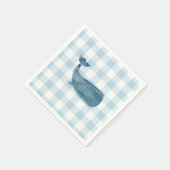 Whale Blue Gingham Baby Shower Serviette (Ecke)
