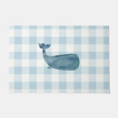 Whale Blue Gingham Buffalo Karo Coastal Fußmatte (Vorderseite)