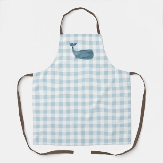 Whale Blue Gingham Pattern Überall über Schürze (Vorderseite)