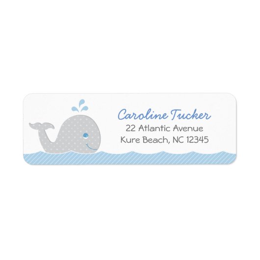 Whale Blue Gray Baby Boy Dusche Rücksendeadresse (Vorne)