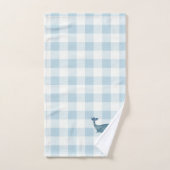 Whale Blue Karo Gingham Pattern Badetuch Set (Handtuch)