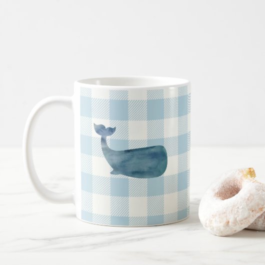 Whale Blue Karo Pattern Kaffee Tasse (Mit Donut)