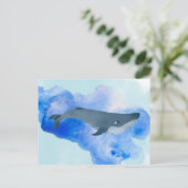 Whale Blue Ocean Beach Sea Animal Aqua Postkarte (Stehend Vorderseite)