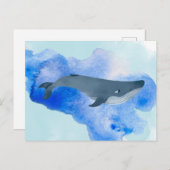 Whale Blue Ocean Beach Sea Animal Aqua Postkarte (Vorne/Hinten)