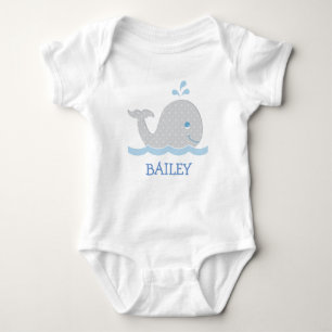 Whale Blue und Grau Baby Strampler