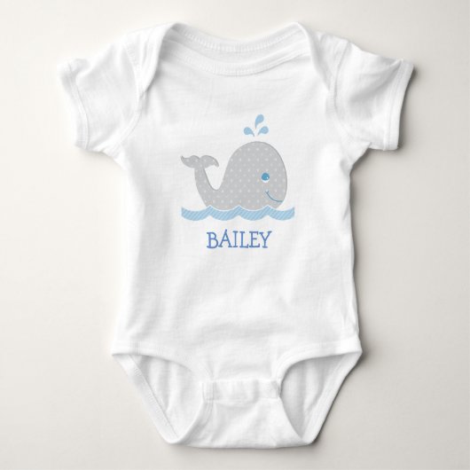 Whale Blue und Grau Baby Strampler (Vorderseite)
