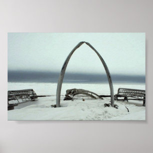 Whale Bone Rib Arc and Skin Boat Frames at Barrow Poster