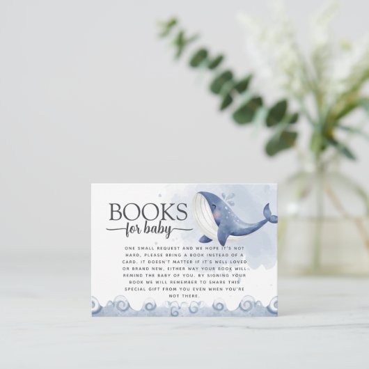 Whale Book Request for Baby Insert Card (Stehend Vorderseite)