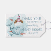 Whale Boy Baby Dusche Danke Geschenkanhänger (Vorderseite (Horizontal))