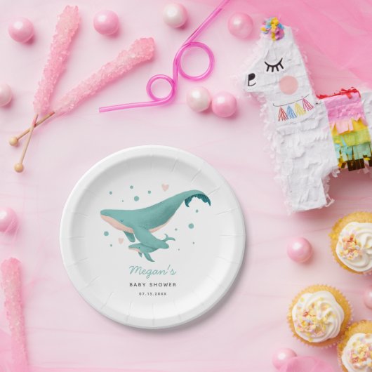 Whale Boy Baby Shower Pappteller (Party)