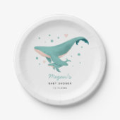 Whale Boy Baby Shower Pappteller (Vorderseite)