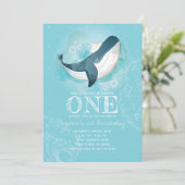 Whale Boy Birthday Einladung (Stehend Vorderseite)