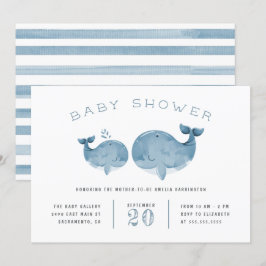 Whale Boys Blue Baby Dusche Einladung