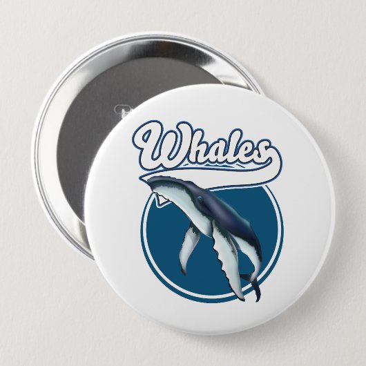 Whale-Cartoon-Logo Button (Vorne & Hinten)