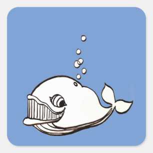 Whale Cartoon Quadratischer Aufkleber