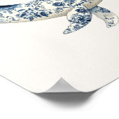 Whale - Coastal Blue on Beige Wall Art Poster (Ecke)